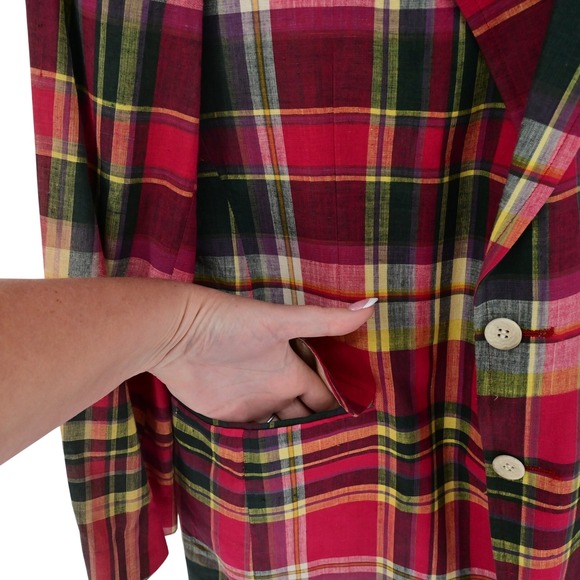 VTG Polo University Club Ralph Lauren Madras Blazer 80s Union Made Plaid Luxe - Picture 6 of 16